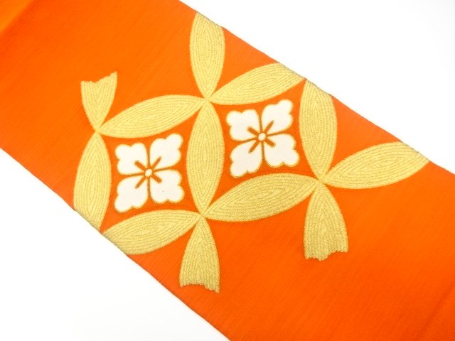 JAPANESE NAGOYA OBI / WOVEN FLOWER SHIPPO PATTERN